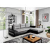 ECKSOFA in Webstoff Schwarz, Hellgrau  - Chromfarben/Hellgrau, Design, Textil/Metall (275/180cm) - MID.YOU