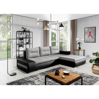 ECKSOFA in Webstoff Schwarz, Hellgrau  - Chromfarben/Hellgrau, Design, Textil/Metall (275/180cm) - MID.YOU