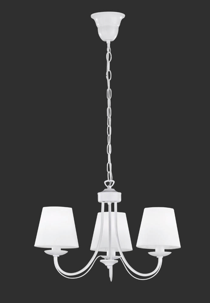 KRONLEUCHTER 52/150 cm    - Weiss, Romantik / Landhaus, Textil/Metall (52/150cm) - Trio Leuchten