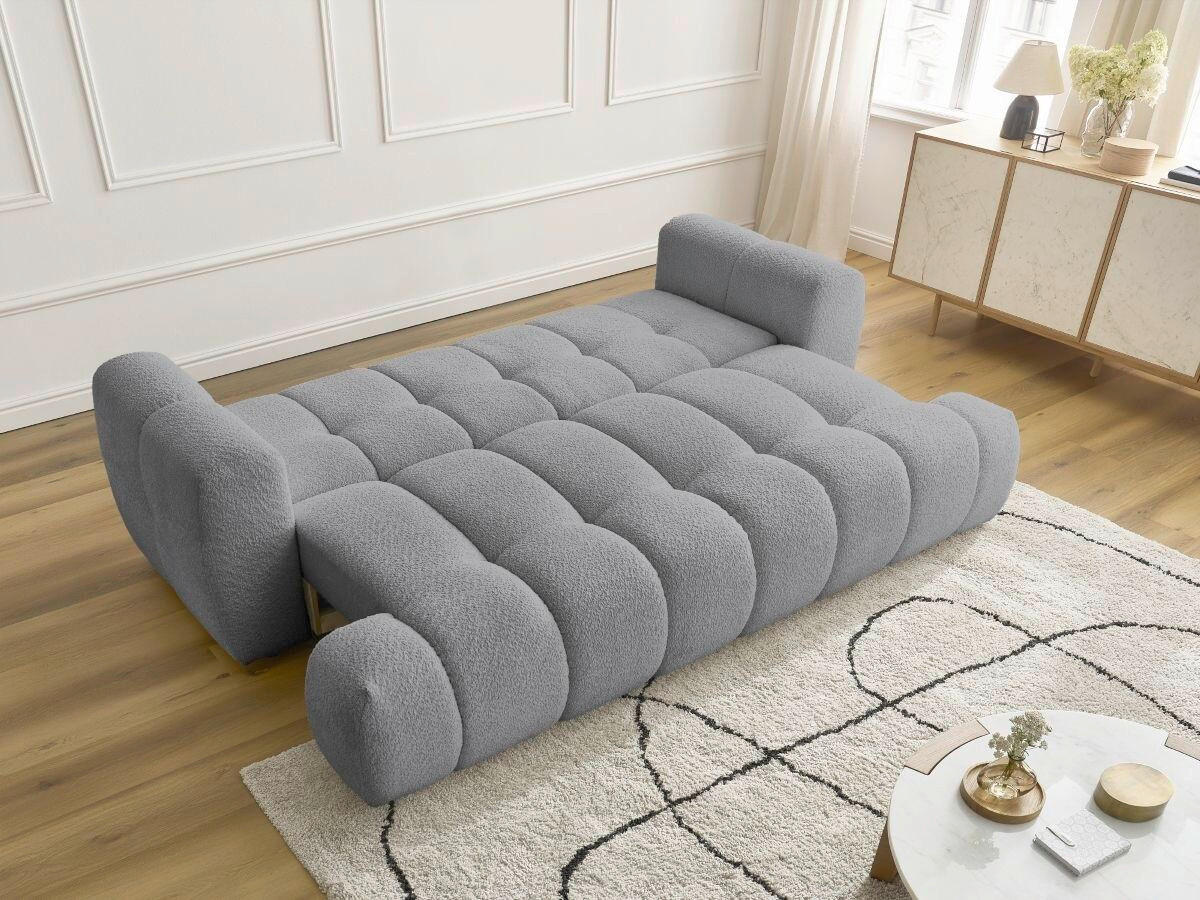 SCHLAFSOFA FUJI Bouclé Dunkelgrau  inkl.  - Dunkelgrau/Schwarz, MODERN, Kunststoff/Textil (251/113/88cm)