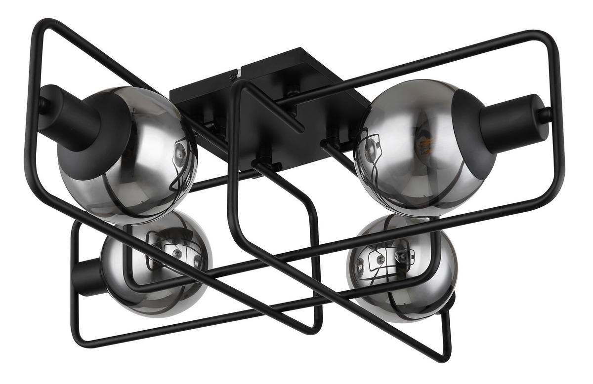 DECKENLEUCHTE 61/61/20 cm   - Schwarz, Design, Glas/Metall (61/61/20cm) - Globo