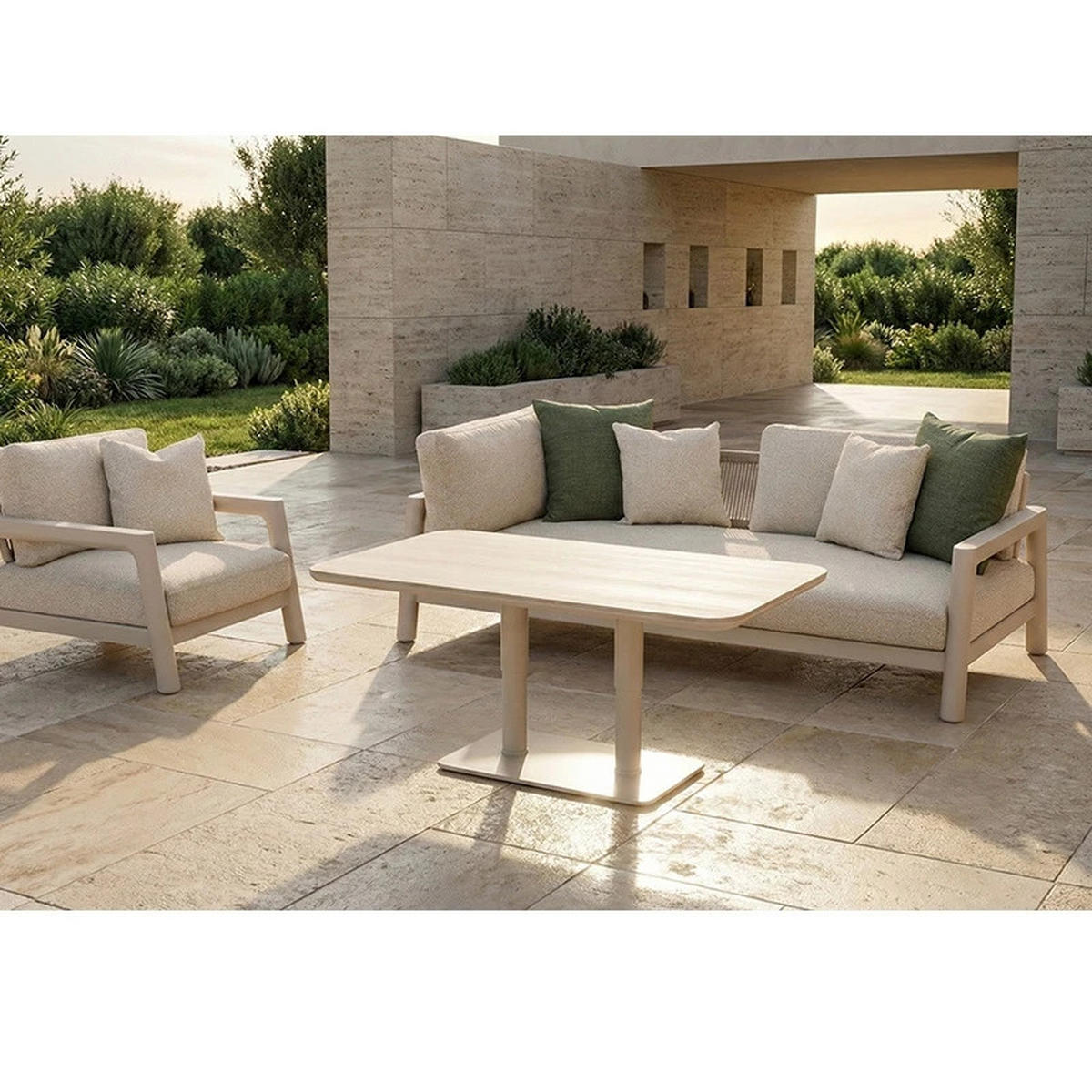 GARTENTISCH 140/80/51-71 cm Metall, Keramik Taupe rechteckig  - Taupe, Basics, Keramik/Metall (140/80/51-71cm) - Zebra 