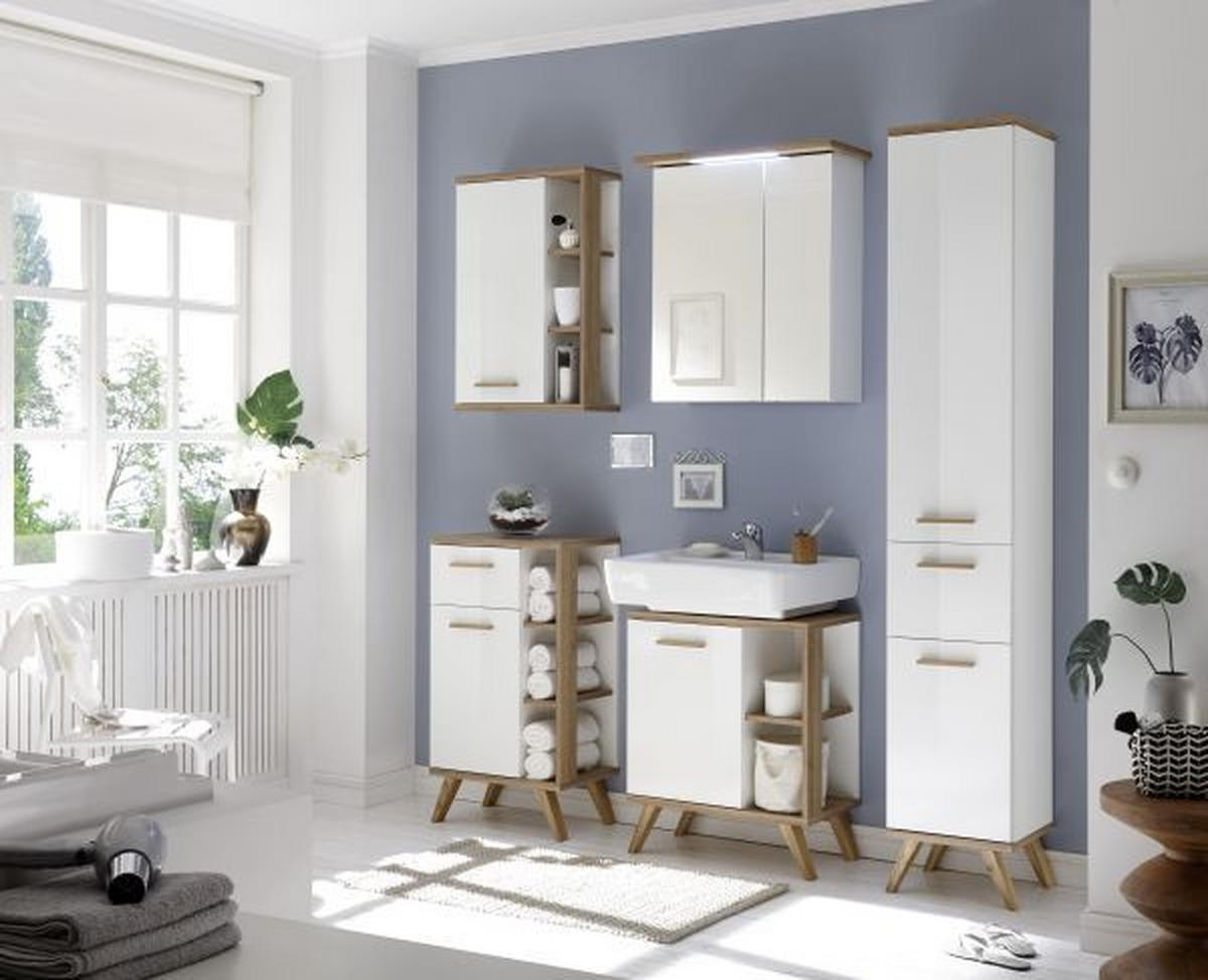 HÄNGESCHRANK 50,5/74,5/20,5 cm  - Eichefarben/Weiß, KONVENTIONELL, Glas/Holzwerkstoff (50,5/74,5/20,5cm) - Xora