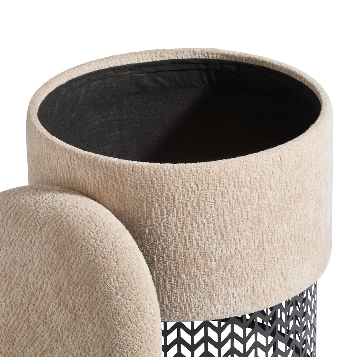 TABURET, kov, textil, kompozitní dřevo, 40/44/40 cm - béžová, Design, kov/kompozitní dřevo (40/44/40cm) - MID.YOU