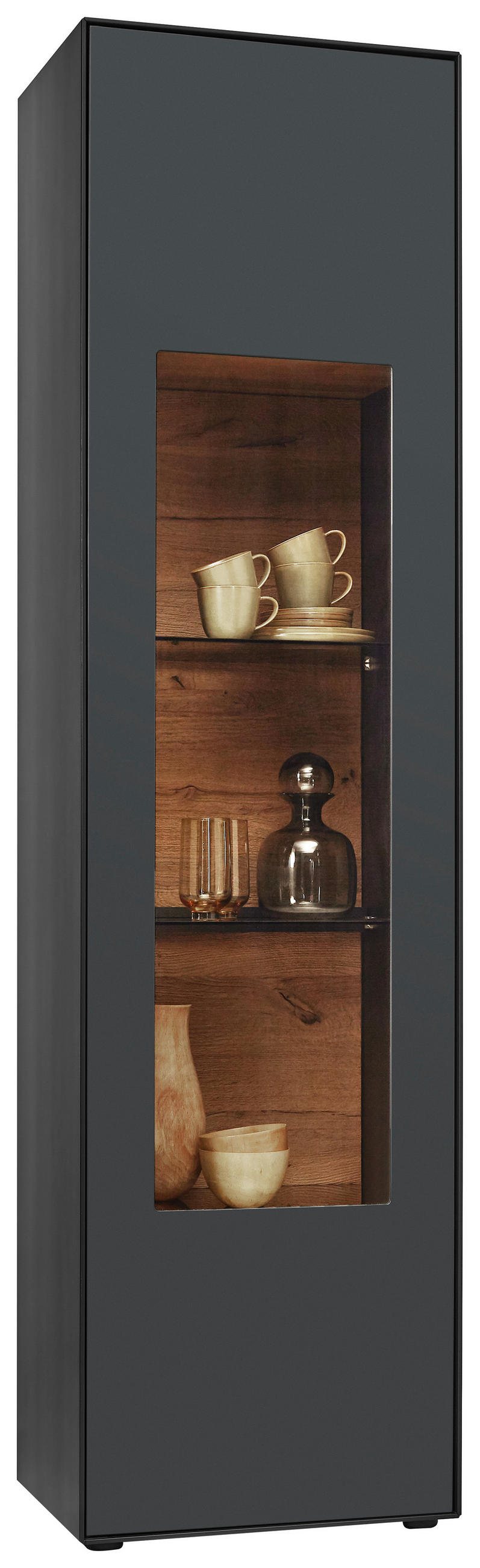 VITRINE Anthrazit  54/205/39 cm  - Anthrazit, Natur, Glas/Holz (54/205/39cm) - Valnatura