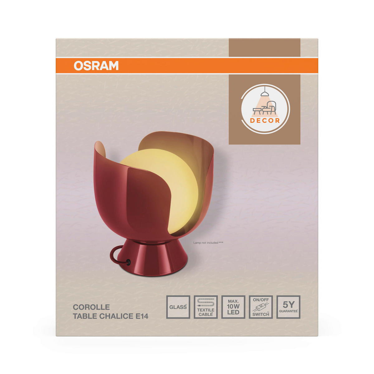 TISCHLEUCHTE 20/21 cm   - Dunkelrot, Basics, Metall (20/21cm) - Osram