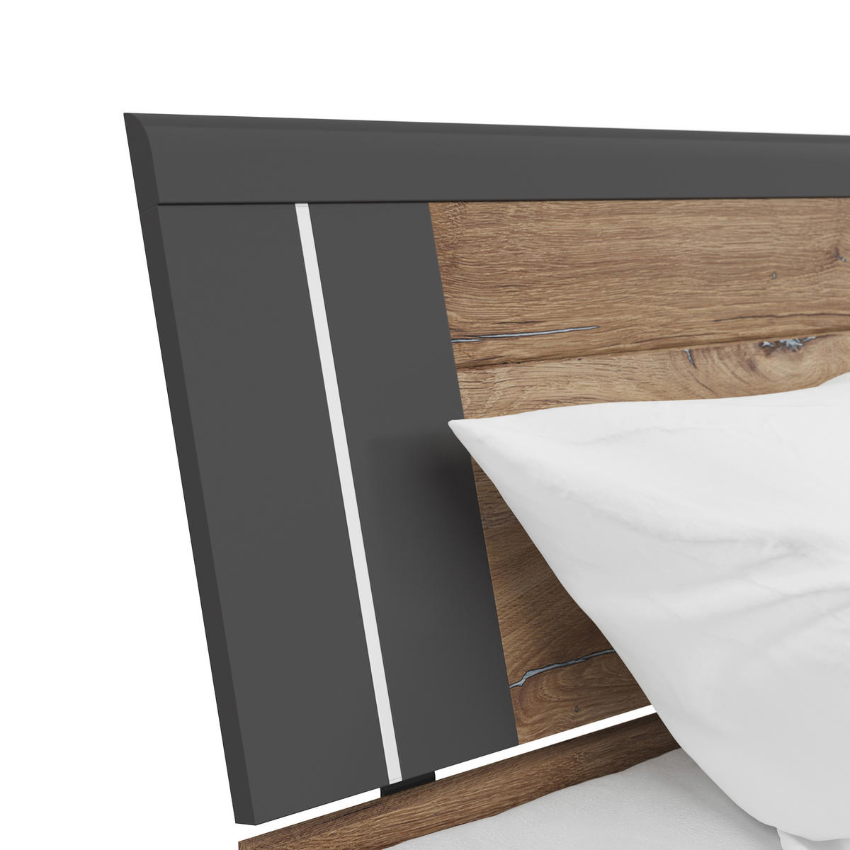 STAURAUMBETT 160/200 cm,  in Graphitfarben, Eiche dunkel,  - Eiche dunkel/Eichefarben, KONVENTIONELL, Holzwerkstoff (160/200cm)