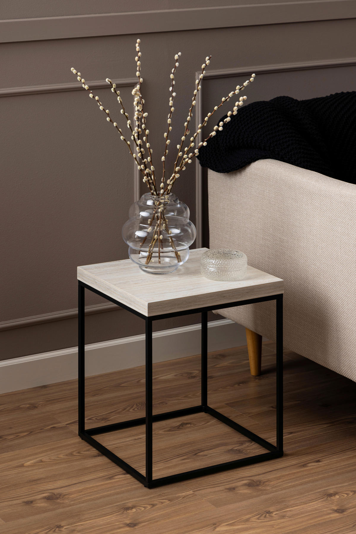 BEISTELLTISCH in Holzwerkstoff 40/40/45 cm  - Beige/Schwarz, Design, Holzwerkstoff/Metall (40/40/45cm) - Livetastic