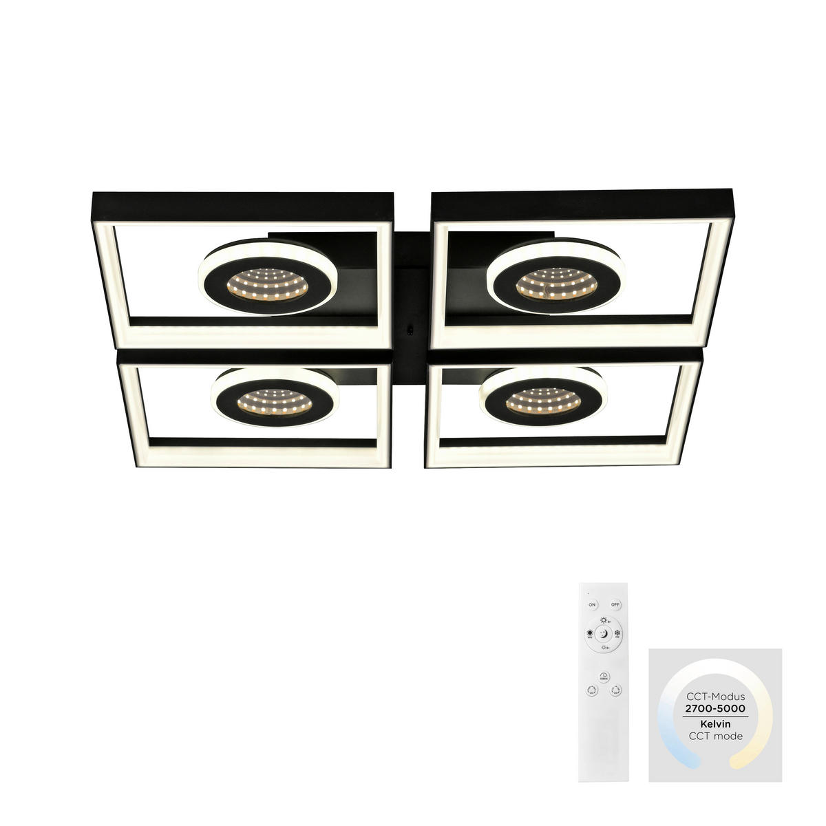 LED-DECKENLEUCHTE 53/53/6,2 cm   - Schwarz, Design, Kunststoff/Metall (53/53/6,2cm)