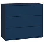 KOMMODE , 95/83/42 cm, 3 Schublade(n)  - Silberfarben/Dunkelblau, Trend, Holzwerkstoff/Kunststoff (95/83/42cm) - Carryhome