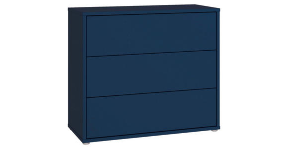 KOMMODE , 95/83/42 cm, 3 Schublade(n)  - Silberfarben/Dunkelblau, Trend, Holzwerkstoff/Kunststoff (95/83/42cm) - Carryhome