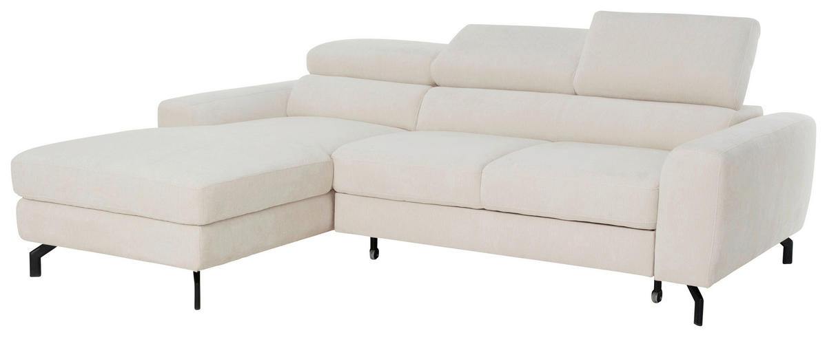 ECKSOFA LARGO in Chenille Creme  177/226 cm  - Creme/Schwarz, Design, Textil/Metall (177/226cm) - Livetastic