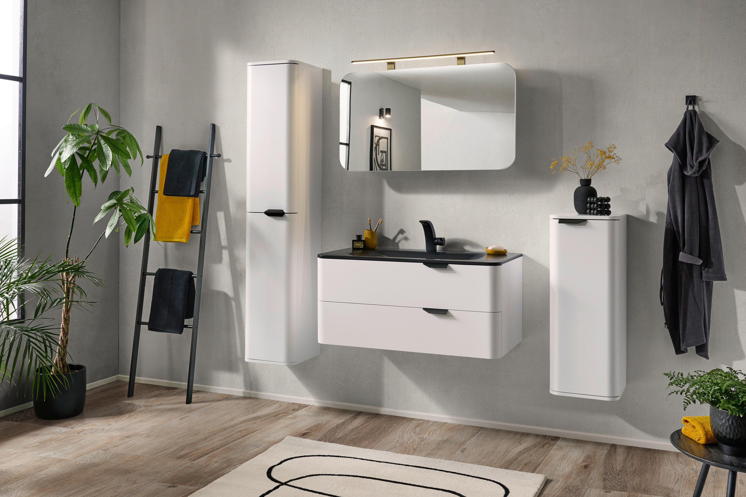 TVÄTTSTÄLL MED KOMMOD  - vit/svart, Design, metall/trämaterial (100/47/50cm) - home24