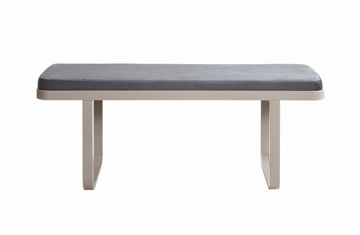 SITZBANK 115/48/36 cm Samt Anthrazit, Kaschmir  - Kaschmir/Anthrazit, KONVENTIONELL, Textil/Metall (115/48/36cm)