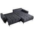 ECKSOFA Graphitfarben Chenille  inkl. Rückenkissen, Bettkasten, Schlaffunktion, Rücken echt, Liegefläche im Originalstoff  - Schwarz/Graphitfarben, KONVENTIONELL, Holz/Textil (266/180cm) - Carryhome