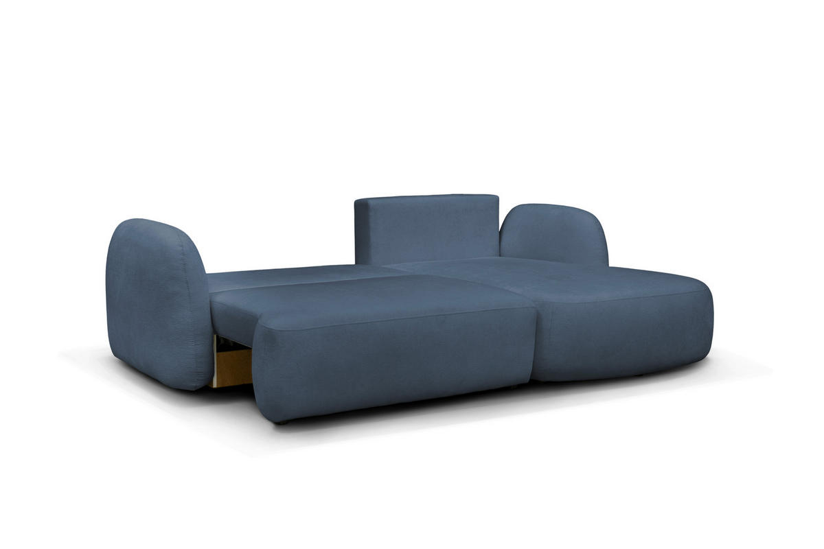 ECKSOFA VELU Blau Chenille  - Blau/Schwarz, Design, Textil (270/175cm) - MID.YOU