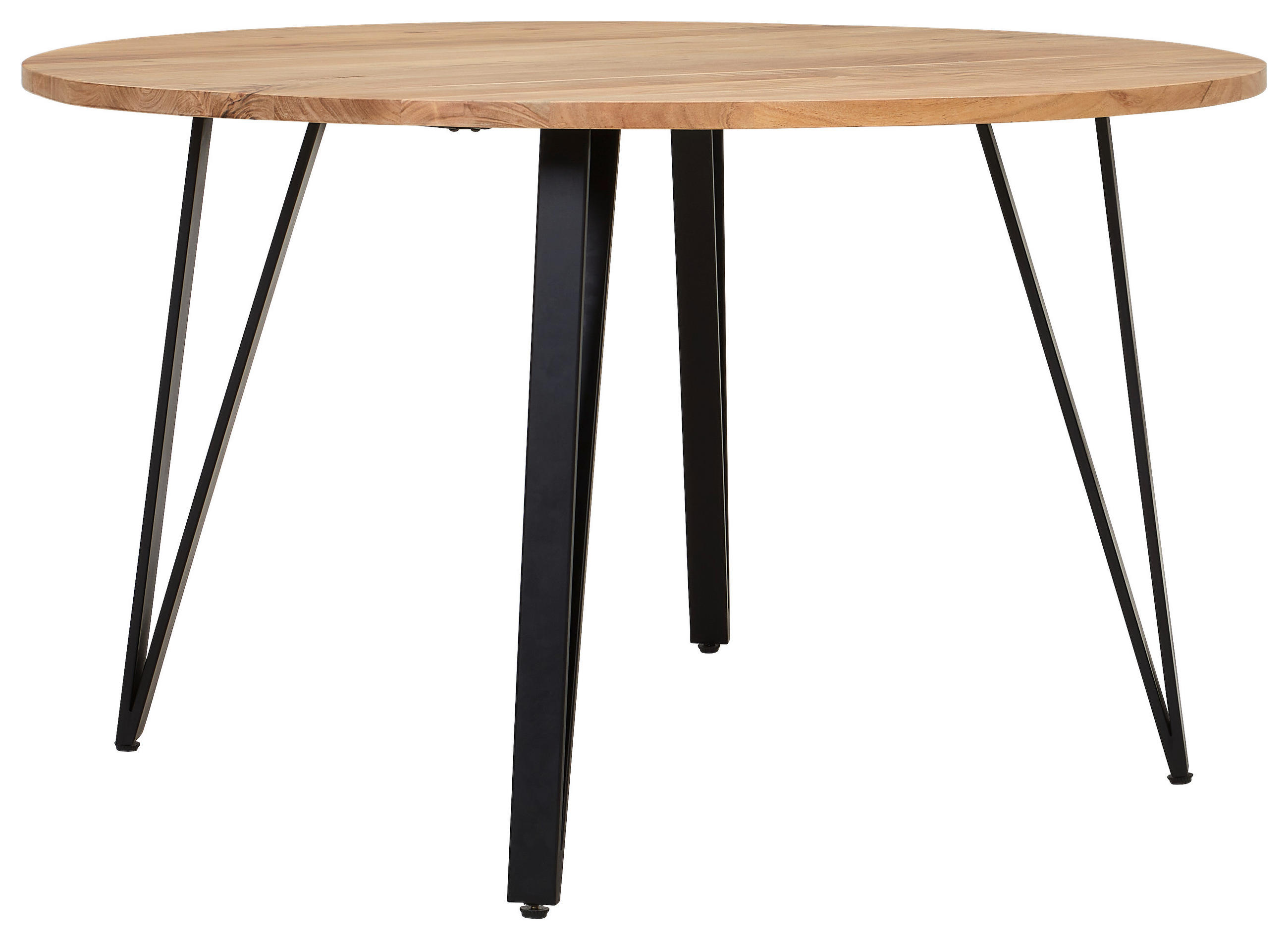 MASĂ din lemn, metal 130/130/76 cm   - negru/culoare lemn acacia, Modern, lemn/metal (130/130/76cm) - Livetastic