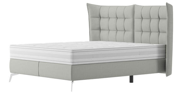 BOXSPRINGBETT 180/200 cm  in Hellgrau  - Chromfarben/Hellgrau, Design, Holz/Textil (180/200cm) - Novel