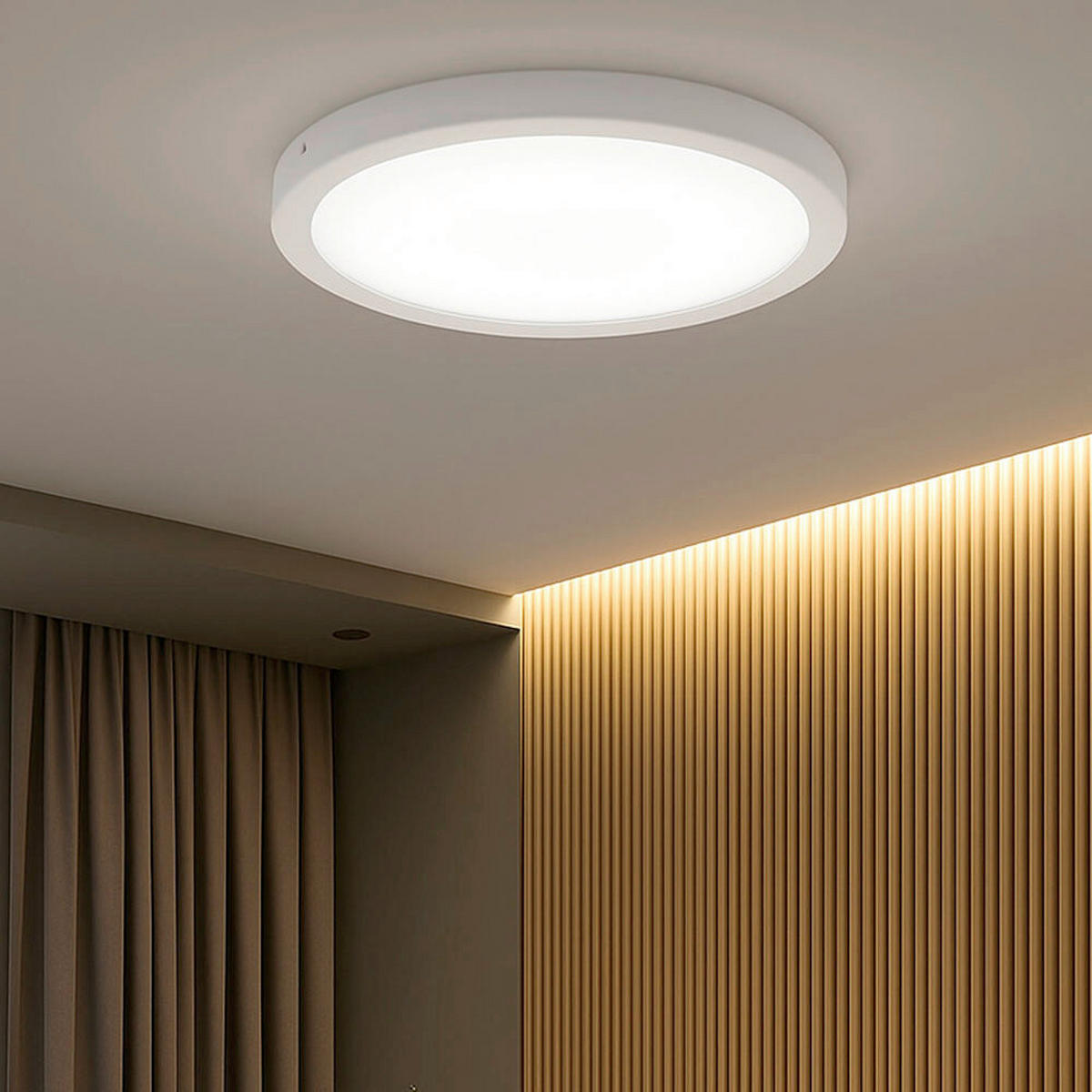 AUFBAULEUCHTE 30/3,2 cm   - Weiß, Design, Kunststoff/Metall (30/3,2cm) - Globo