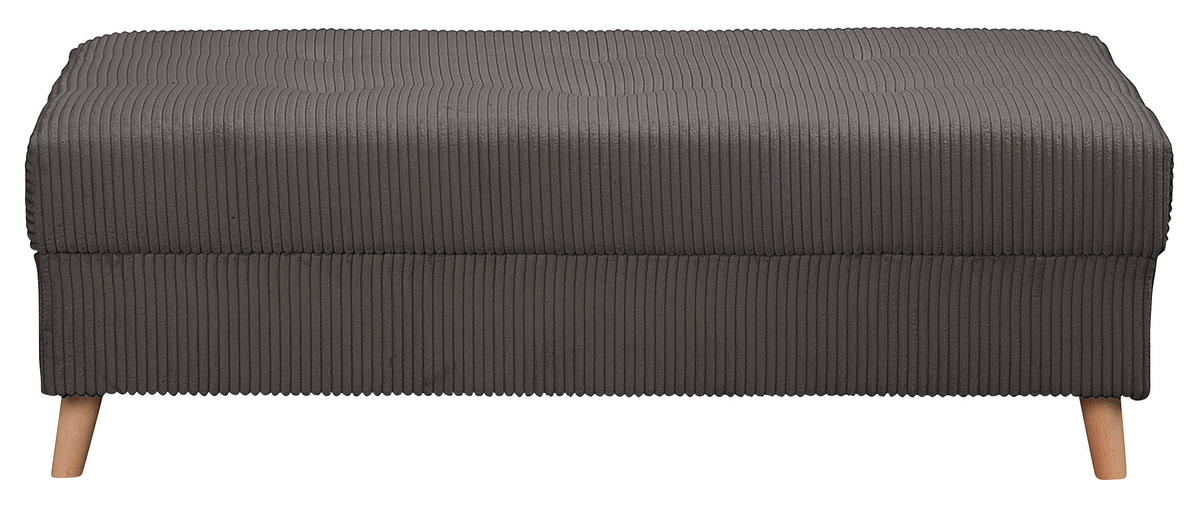 ECKSOFA inkl. Hocker Ariella Dunkelgrau Cord  - Dunkelgrau/Naturfarben, Design, Holz/Textil (161/231cm) - Livetastic