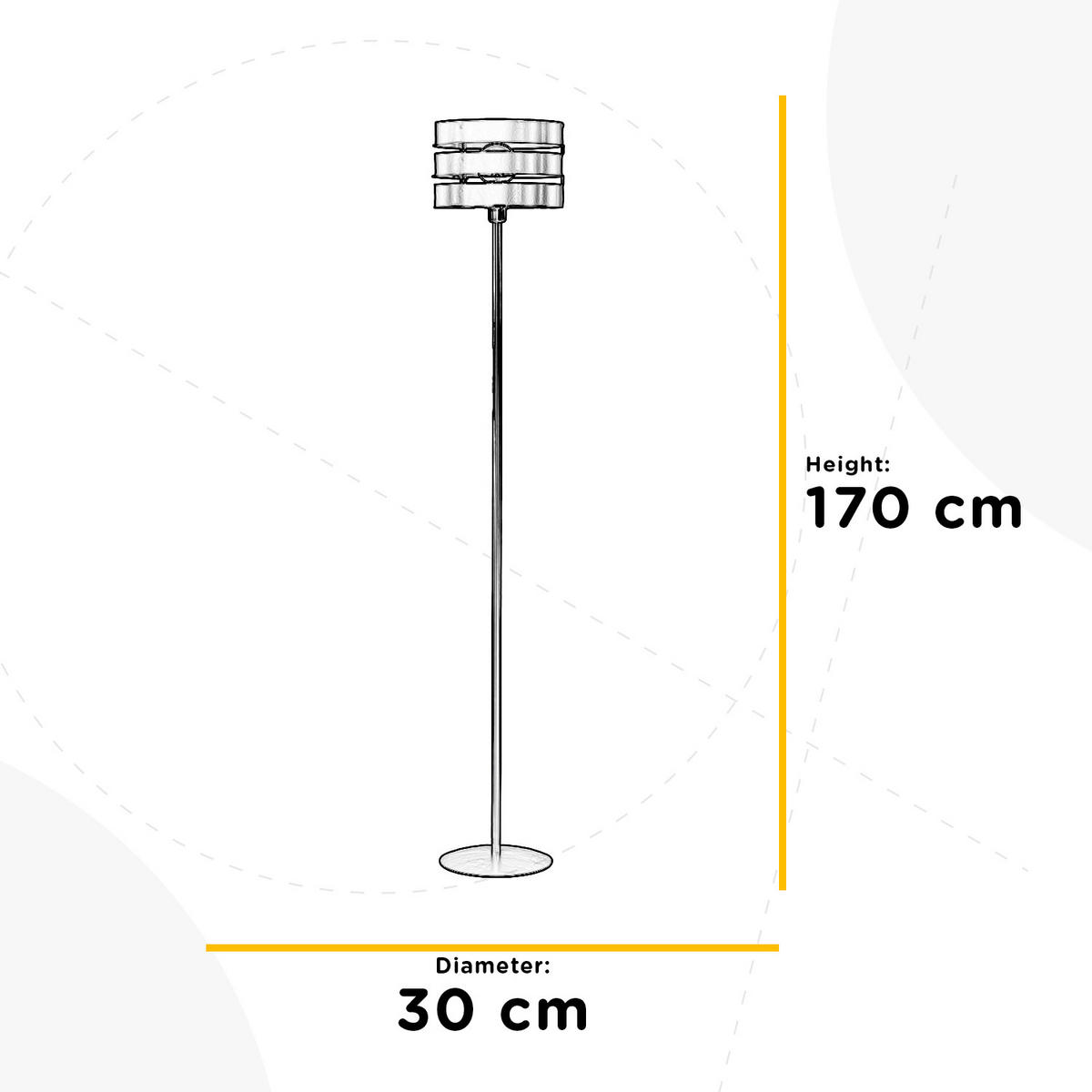 STOJACIA LAMPA, 30/170 cm  - čierna, Design, kov (30/170cm)