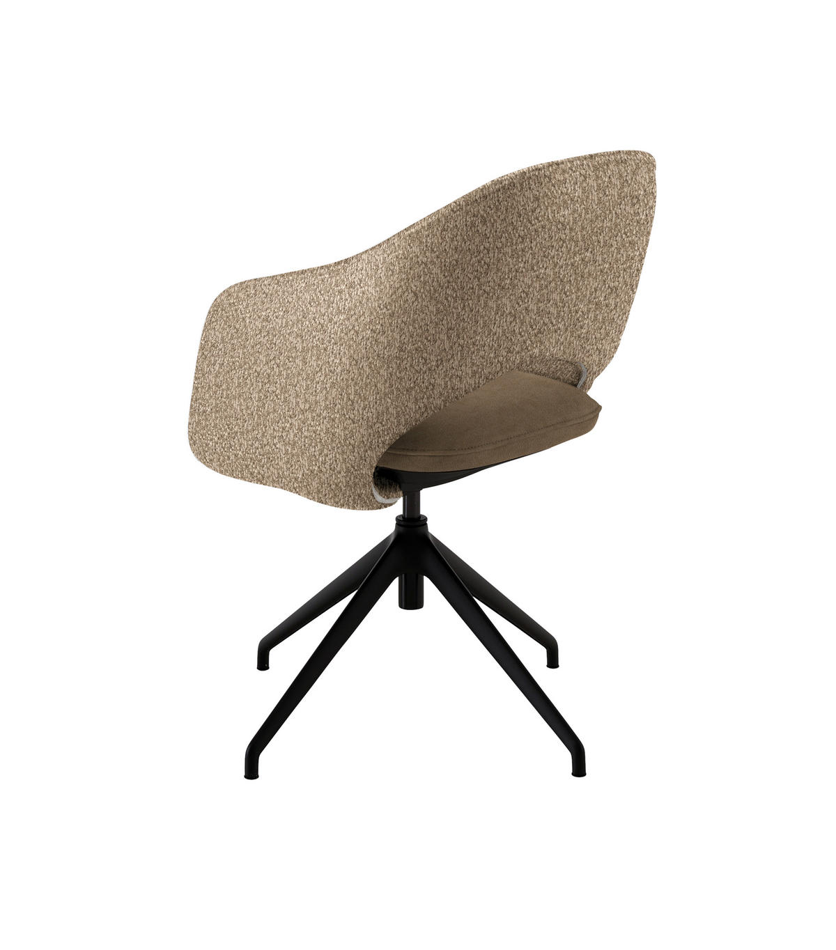 ARMLEHNSTUHL  Stoffauswahl, Wippfunktion, Sitzfläche 360° drehbar, gepolsterte Armlehnen Flachgewebe  - Hellbraun/Schwarz, Design, Textil/Metall (63/74-90/57-73cm) - Koinor