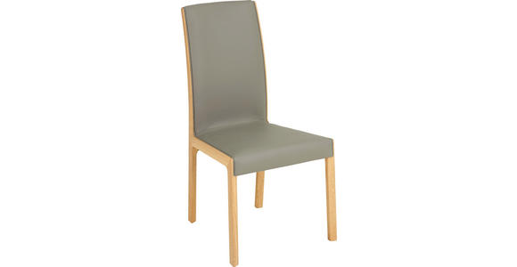 STUHL in Holz, Leder Eichefarben, Hellgrau - Eichefarben/Hellgrau, Natur, Leder/Holz (49/97/48cm) - Valnatura