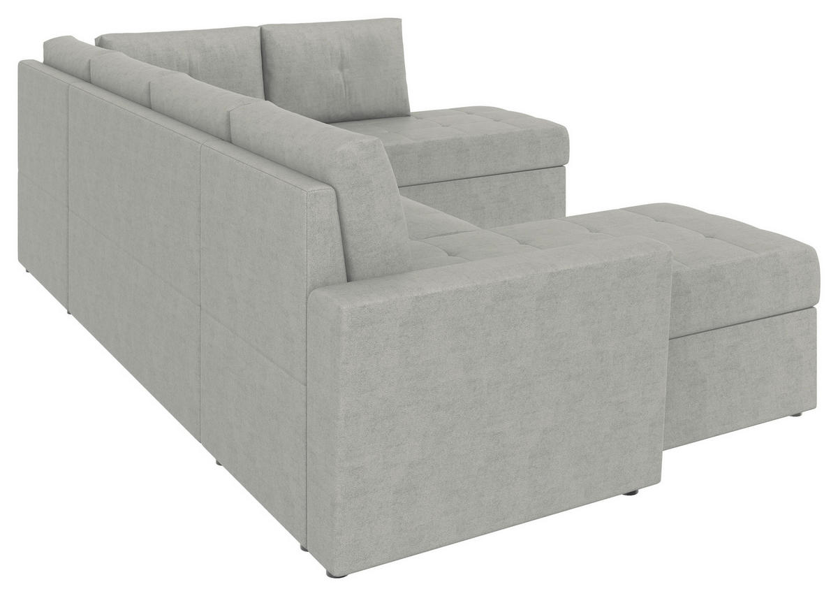 WOHNLANDSCHAFT TERMOLI Hellgrau Jacquard  - Hellgrau/Schwarz, Design, Kunststoff/Textil (155/297/212cm) - MID.YOU