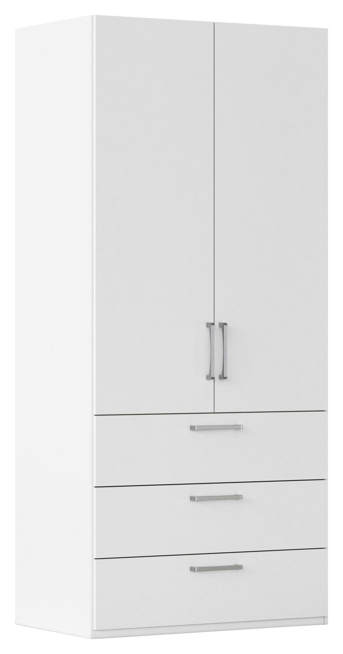 DREHTÜRENSCHRANK 101/223/61 cm,  in Weiß, 2-türig  - Edelstahlfarben/Weiß, Basics, Holzwerkstoff/Metall (101/223/61cm) - Novel