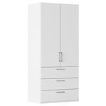 DREHTÜRENSCHRANK 101/235/61 cm,  in Weiß, 2-türig  - Edelstahlfarben/Weiß, Basics, Holzwerkstoff/Metall (101/235/61cm) - Novel