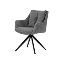 ARMLEHNSTUHL  Sitzfläche 360° drehbar Bouclé  Grau, Schwarz  - Schwarz/Grau, MODERN, Textil/Metall (65,5/84,5/66cm) - MID.YOU