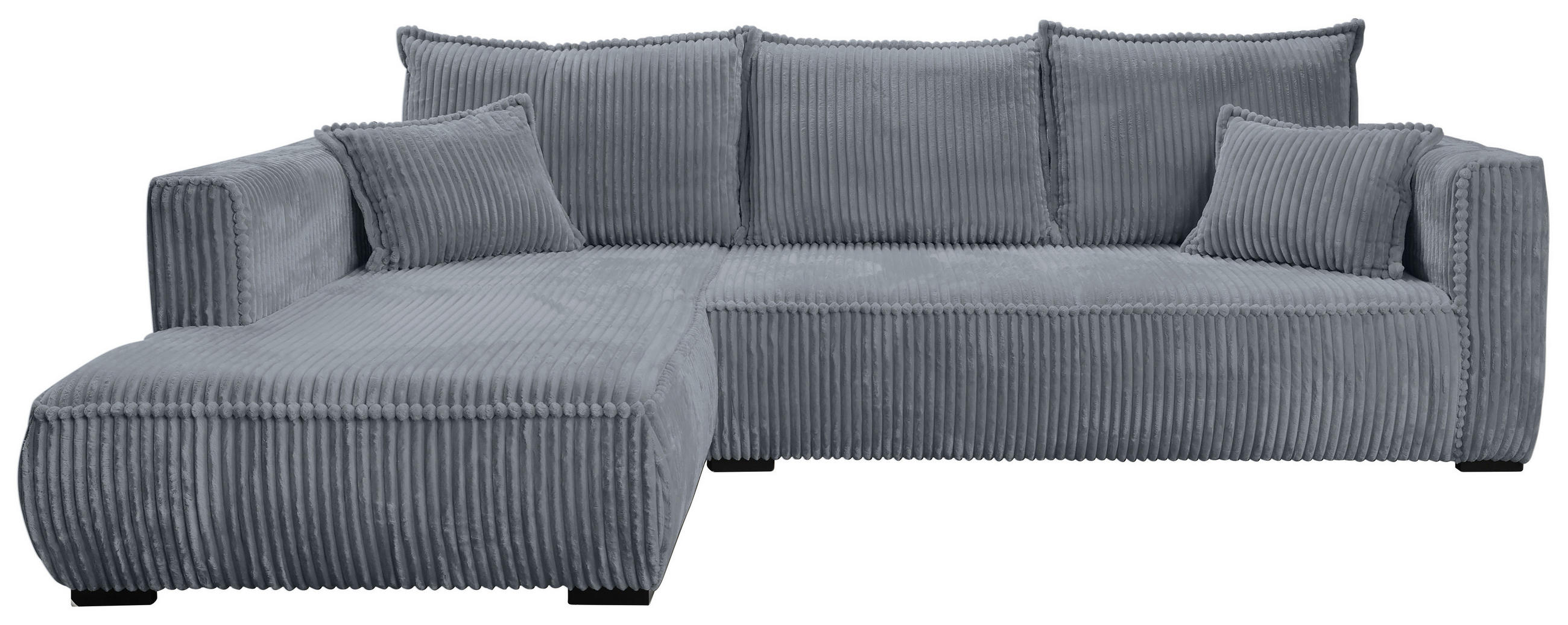 ECKSOFA in Cord Grau  - Schwarz/Grau, Modern, Holz/Textil (208/322cm) - MID.YOU