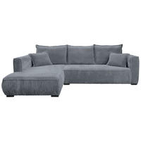 ECKSOFA in Cord Grau  - Schwarz/Grau, Modern, Holz/Textil (208/322cm) - MID.YOU