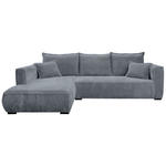 ECKSOFA in Cord Grau  - Schwarz/Grau, MODERN, Holz/Textil (208/322cm) - Carryhome