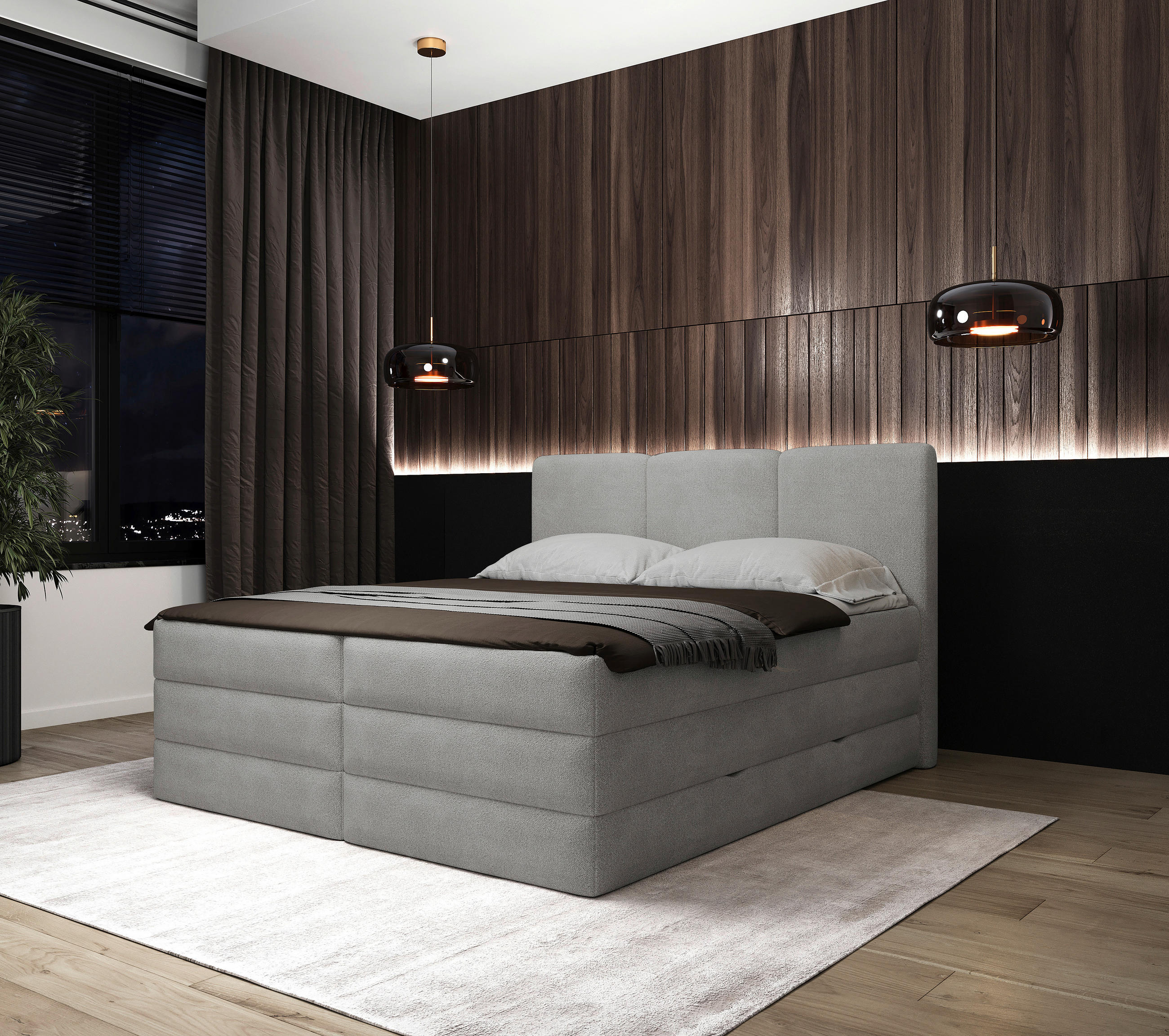 BOXSPRINGBETT 180/200 cm  in Grau  - Schwarz/Grau, MODERN, Holz/Holzwerkstoff (180/200cm) - MID.YOU