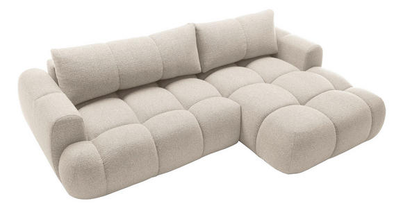 ECKSOFA Creme Struktur  - Creme/Schwarz, KONVENTIONELL, Kunststoff/Textil (272/172cm) - Carryhome