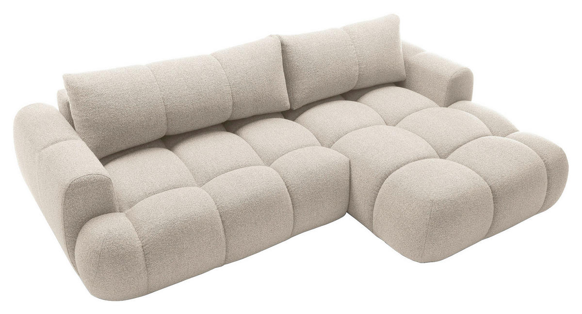ECKSOFA Creme Struktur  - Creme/Schwarz, KONVENTIONELL, Kunststoff/Textil (272/172cm) - Carryhome