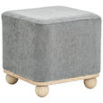 HOCKER Leinenoptik Kiefer Grau  - Naturfarben/Grau, Trend, Holz/Textil (41/41/41cm) - Xora