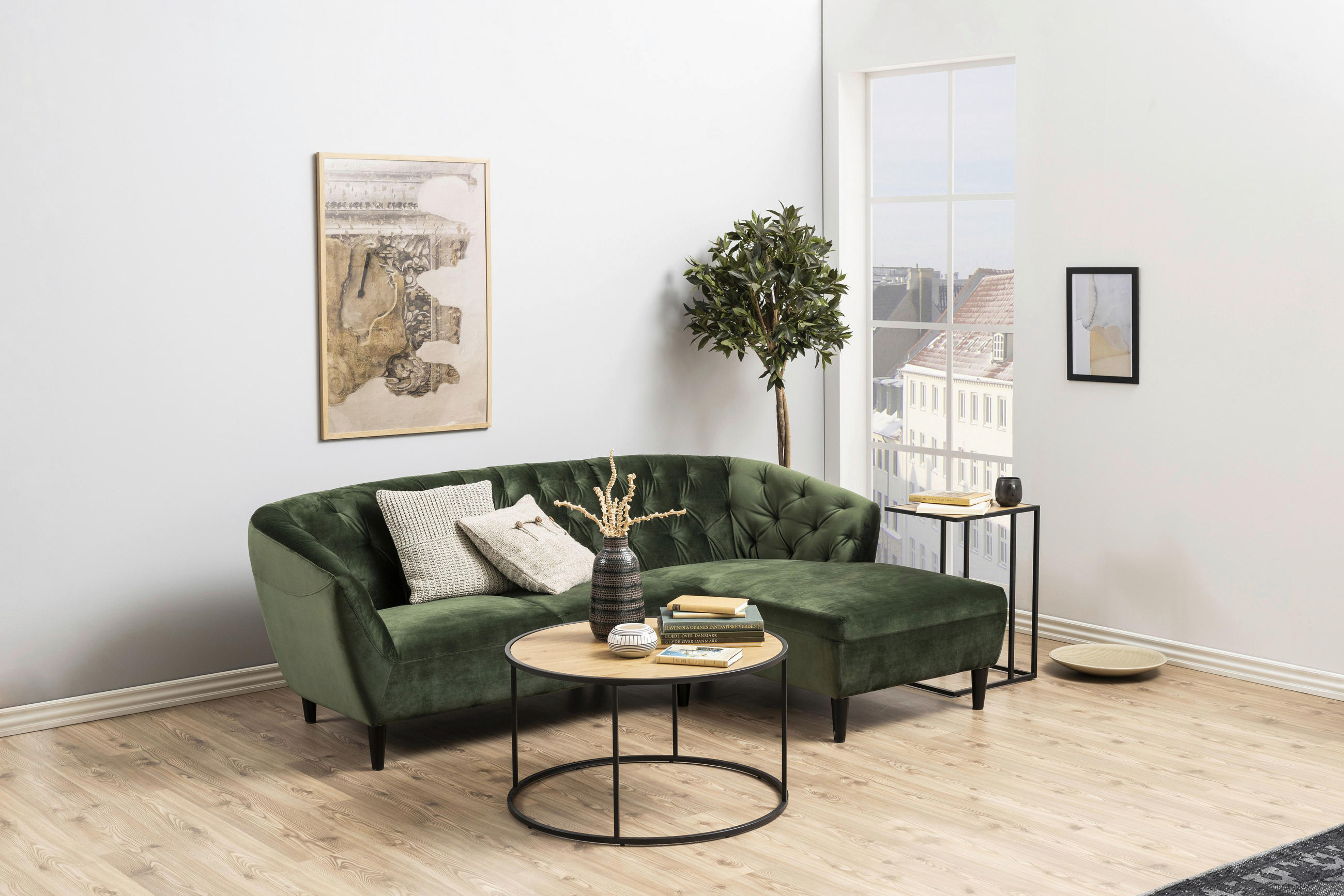 COUCHTISCH rund Schwarz, Eichefarben - Eichefarben/Schwarz, Design, Metall (80/80/45cm) - Carryhome