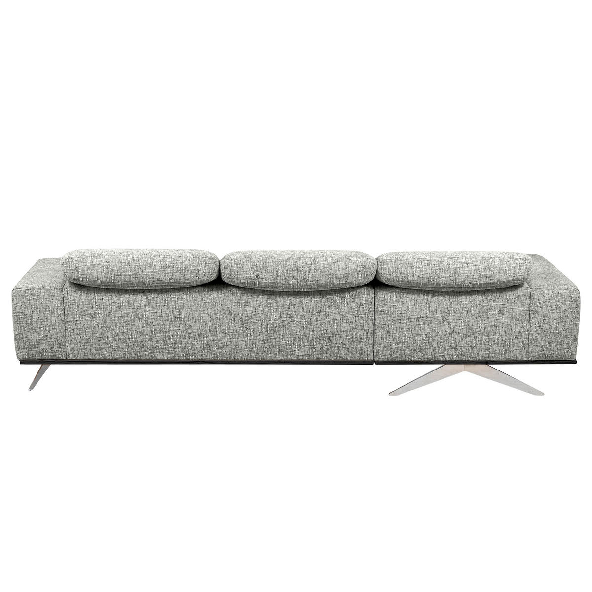 ECKSOFA PORTLAND in Struktur Grau Kopfteilverstellung  187/295 cm  - Chromfarben/Grau, Design, Holz/Textil (187/295cm) - Livetastic