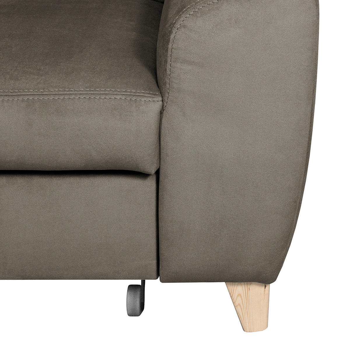 ECKSOFA in Webstoff Graubraun  - Graubraun/Buchefarben, Design, Holz/Textil (208/245cm) - Livetastic