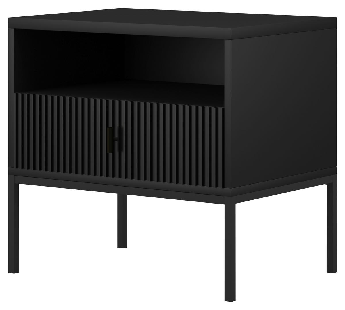 NACHTSCHRANK 53,9/52,4/39 cm  - Schwarz, Design, Holzwerkstoff/Metall (53,9/52,4/39cm) - Boxxx