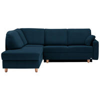 ECKSOFA in Flachgewebe Dunkelblau  208/227 cm  - Eichefarben/Rot, KONVENTIONELL, Holz/Textil (208/227cm) - Sedda