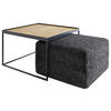 COUCHTISCHSET Eiche massiv quadratisch Eichefarben, Grau  - Eichefarben/Schwarz, Design, Holz/Textil (80/80/49cm) - Novel