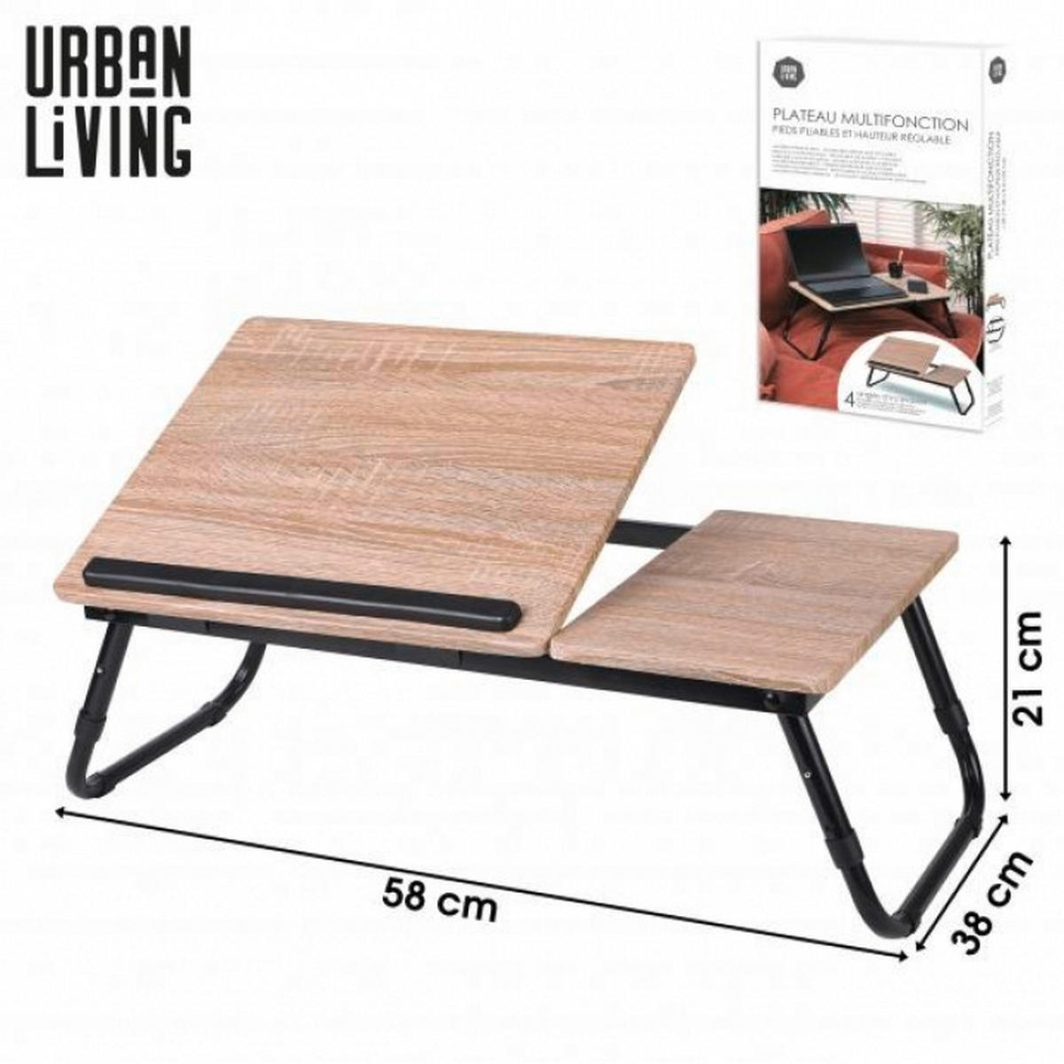 PLADENJ ZA POSTELJO     58/38/21 cm         - svetlo rjava/črna, Basics, kovina (58/38/21cm)