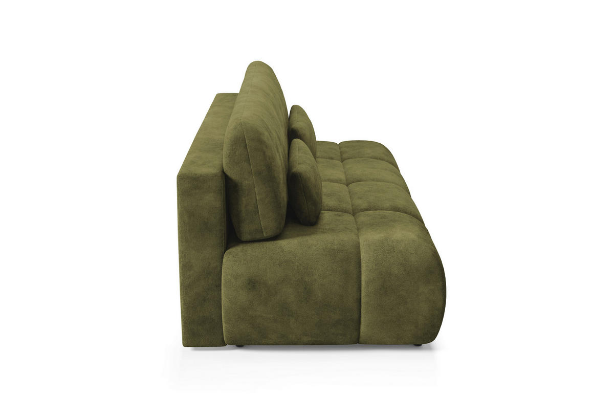 SCHLAFSOFA MARON in Samt Olivgrün  - Schwarz/Olivgrün, Design, Kunststoff/Textil (219/94/110cm) - Livetastic