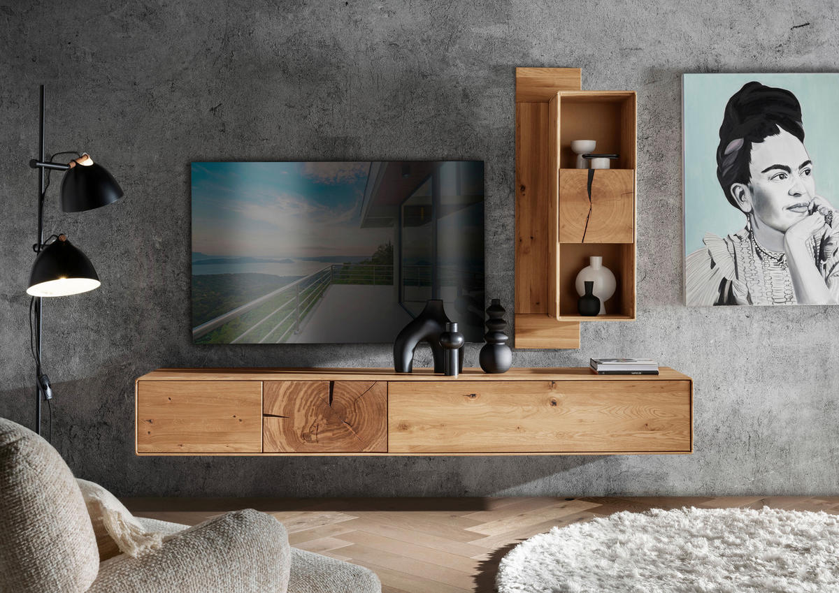 WOHNWAND 2-teilig  in Eichefarben  220/151/40 cm  - Wildeiche/Eichefarben, Basics, Holz (220/151/40cm) - Livetastic