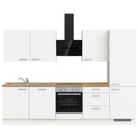 KÜCHENBLOCK 300 cm   in Weiß, Eichefarben  - Edelstahlfarben/Eichefarben, MODERN, Holzwerkstoff/Metall (300cm) - Nobilia