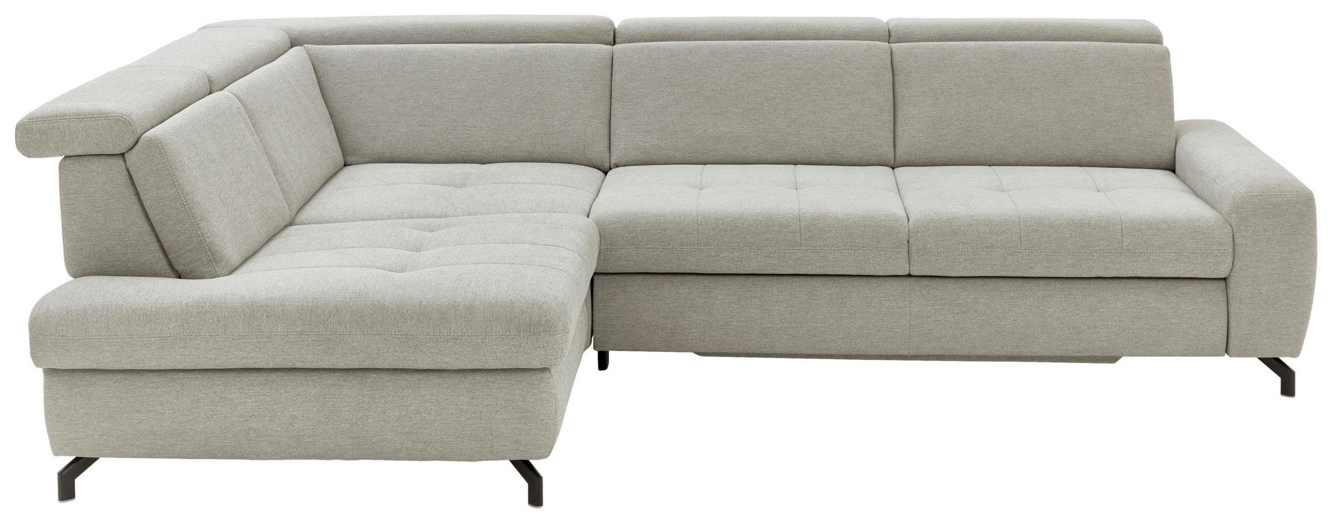 ECKSOFA Ecru Chenille  - Ecru/Schwarz, Design, Textil/Metall (220/310cm) - Beldomo Style