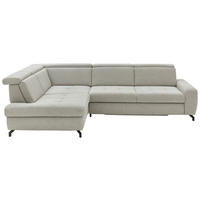 ECKSOFA in Chenille Ecru  - Ecru/Schwarz, Design, Textil/Metall (220/310cm) - Beldomo Style